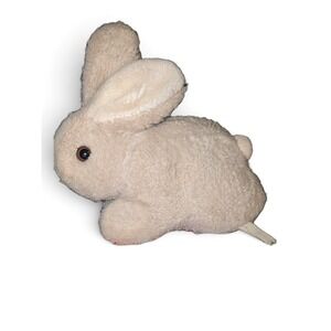 Vtg Eden Toys Cream Bunny Rabbit Plush Rattle Comfort Stuffed Animal Baby Toy 7"